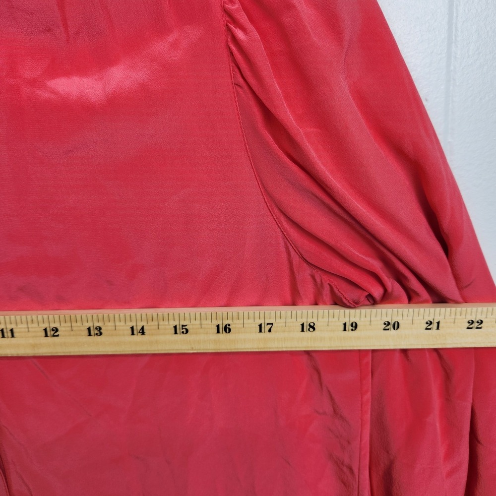 BCBGMAXAZRIA Shirt‎ Womens Small Pink Geranium Silk Long Sleeve Blouse Button Up - Picture 8 of 12